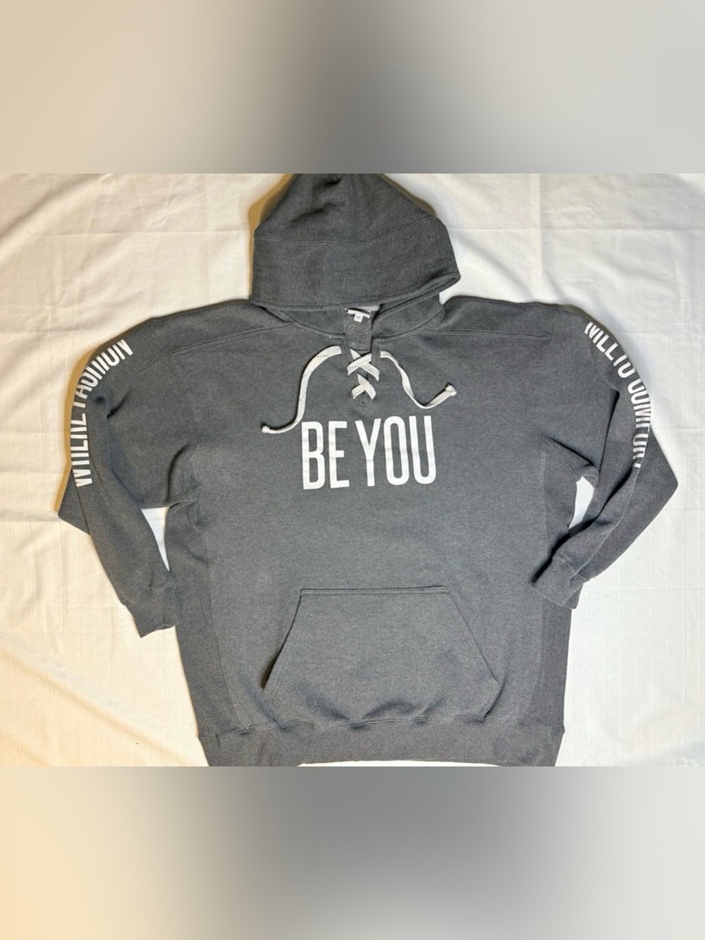 LuLaRoe Women’s “Be Happy” Pullover Gray Hoodie Size 3XL
